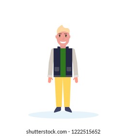 man standing pose happy new year merry christmas concept male cartoon character full length isolated vector illustration