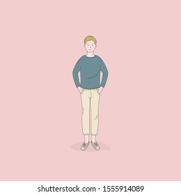 The man standing poses isolated on background.Lifestyle concepts.Vector design illustrations.
