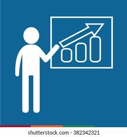 Man standing Presentation chart icon Illustration design