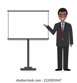 Man standing and presentation icon. Meeting Business icon