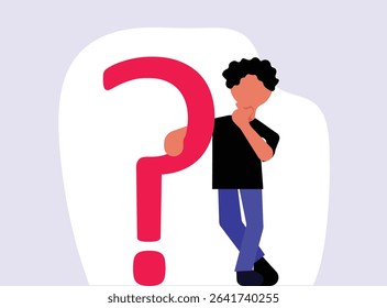 Man standing with question mark illustration