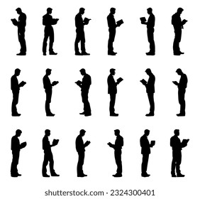 man standing reading silhouette set