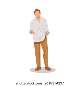 man standing, relax posing in casual stylish outfits