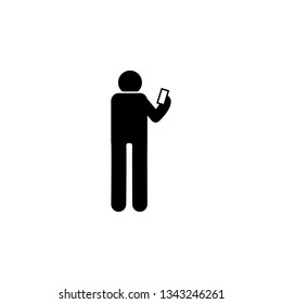 Man, standing, selfie icon. Element of human use phone. Premium quality graphic design icon. Signs and symbols collection icon for websites, web design, mobile app