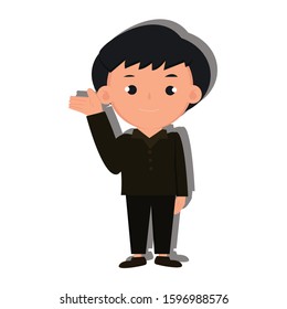 Man standing show indicate concept. Creative idea design. Flat vector illustration for template, brochure, web page or presentation.