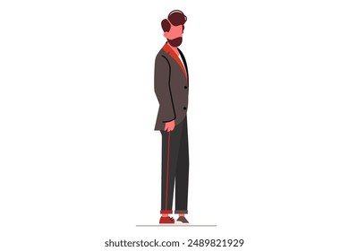 Man Standing Side View. Vector illustration of casual pose, isolated on white background.