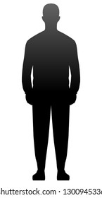 Man standing silhouette - black gradient, isolated - vector illu