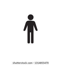 Man standing silhouette. Flat vector cartoon icon. 