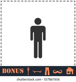 Man standing silhouette icon flat. Simple vector symbol and bonus icon