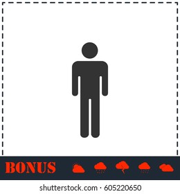 Man standing silhouette icon flat. Simple vector symbol and bonus icon