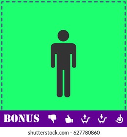 Man standing silhouette icon flat. Simple vector symbol and bonus icon