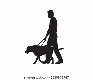 A Man Standing with Sitting Dog Silhouette