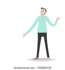 The man standing  and smile vector concept relax, free time, vacation. 
