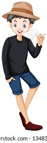 man standing and smoking cigarette illustration