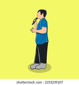 Man standing speaking Presenting Microphone Illustration