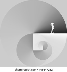 Man Standing in a Spiral of Work - Vector Illustration