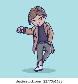a man standing stylized with cartoon style illustration 