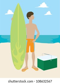 Man Standing with Surfboard