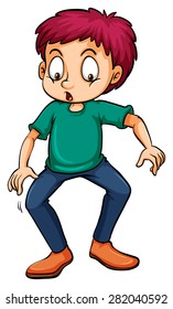 Man standing with surprised expression on white background