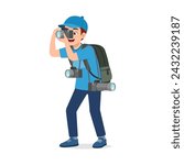 man standing taking photo with camera