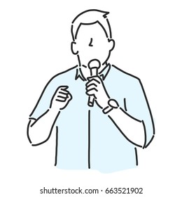 Man standing is talking - line drawing. vector illustration. and graphic design.