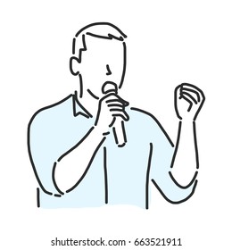Man standing is talking - line drawing. vector illustration. and graphic design.