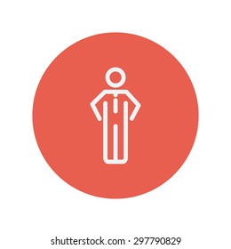 Man standing thin line icon for web and mobile minimalistic flat design. Vector white icon inside the red circle.