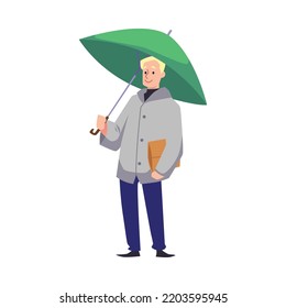 Man Standing Umbrella Flat Cartoon Vector Stock Vector (Royalty Free ...