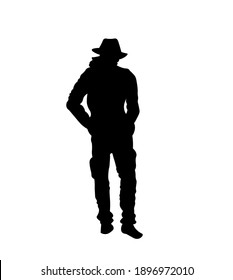 Man standing vector illustration silhouette isolated on white background