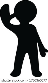 Hombre parado vector con mano alzada. Icono de dibujo gráfico de vector plano.Ilustración de hombre, negro de hombre, ilustración de vector.Ilustración de icono de hombre símbolo de vector aislado.