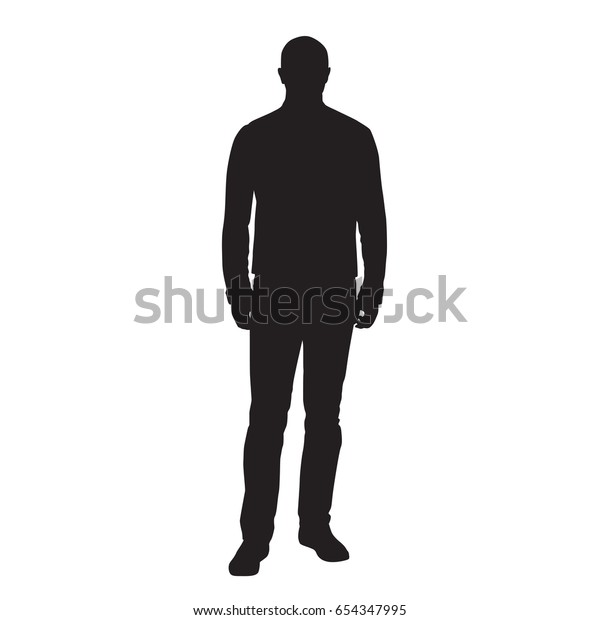 立って待っている男性 正面図 ベクターシルエット のベクター画像素材 ロイヤリティフリー