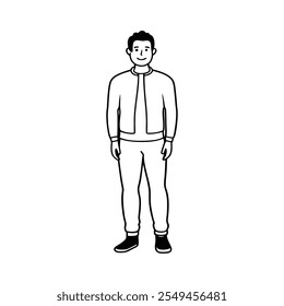 "Man Standing and Waiting  Stock Photo of a Casual Man in Thoughtful Pose