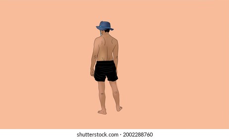 A man standing watching something, actually looking for hope on the beach
