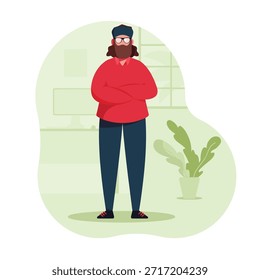 A man standing in winter clothes illustrator graphic
