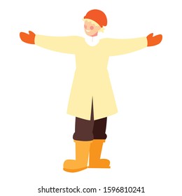 man standing with winter clothes on white background vector illustration design