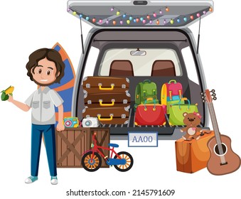 Man standing at yard sale illustration
