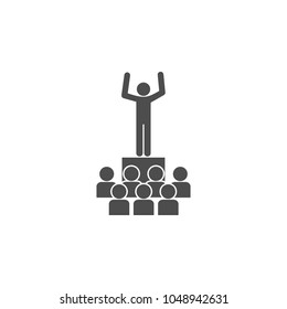 a man stands in front of a crowd icon. Element of leader elements illustration. Premium quality graphic design icon. Signs and symbols collection icon for websites, web design on white background