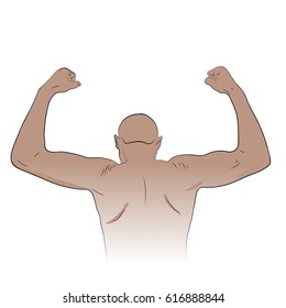 The man stands with his back. Spine. Posture. Colored Vector illustration.