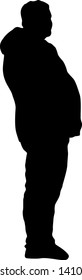 A man stands with his hands in front, silhouette on a white background