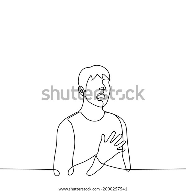 Man Stands Holding His Heart Opening Stock Vector (Royalty Free ...