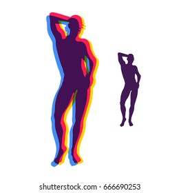 Man stands on his feet. 3D model of man. Vector illustration.