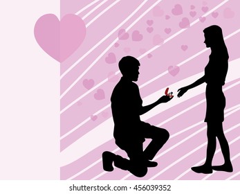 Man stands on one knee and offers the woman to marry him, Will You Marry Me?