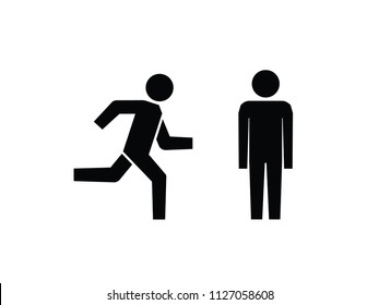 Man stands and run icon set . People symbol. Vector illustration
