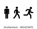 Man stands, walk and run icon set . People symbol . Vector illustration