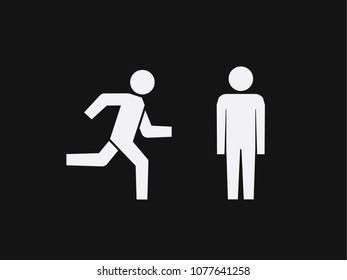 Man stands, walk and run icon set . People symbol. Vector illustration