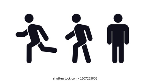Man stands , walk and run icon set. vector illustration