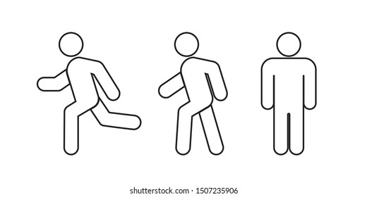 Man stands , walk and run icon set. vector illustration