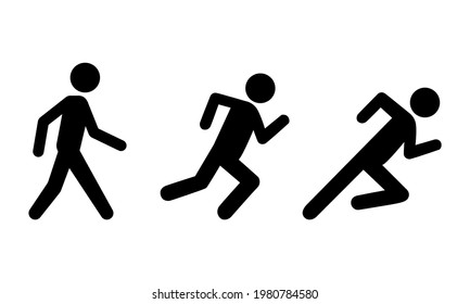 Hombre de pie, andar y ejecutar conjunto de iconos. Símbolo de la gente. Silhouette de un hombre de fondo aislado. Ilustración de material EPS 10	