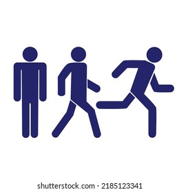 Man stands, walk and run icon set . People symbol . Vector illustration.