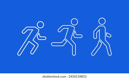 Man stands, walk and run icon set . People symbol . Vector illustration
